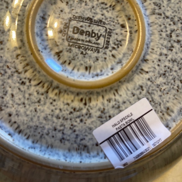 DENBY HALO SPECKLE Stoneware 4pc Pasta Bowl Gray ENGLAND Brand New - Picture 2 of 5